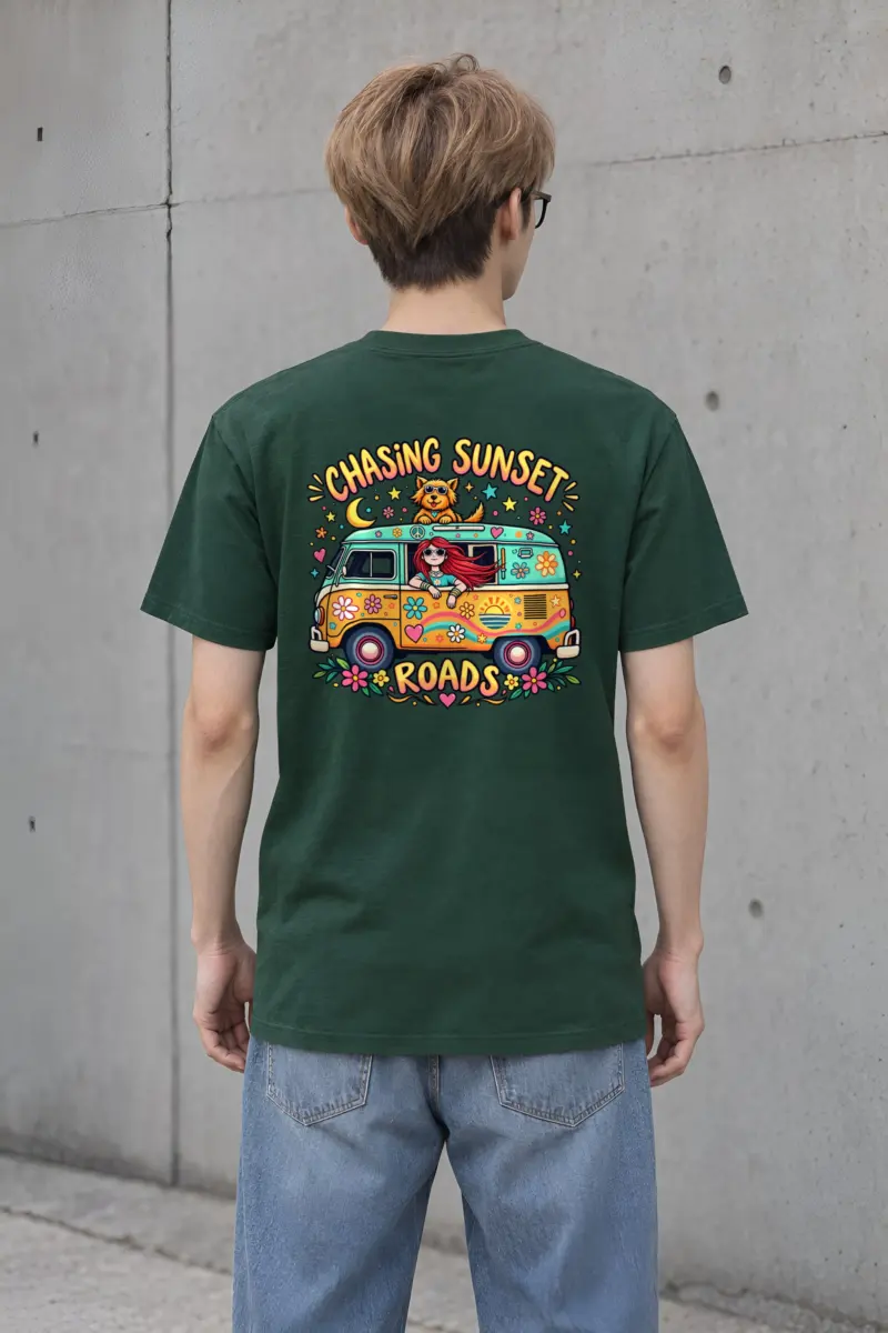 "Chasing Sunset Roads" Heavyweight Unisex Crewneck T-shirt