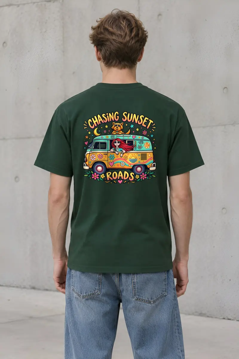 "Chasing Sunset Roads" Heavyweight Unisex Crewneck T-shirt