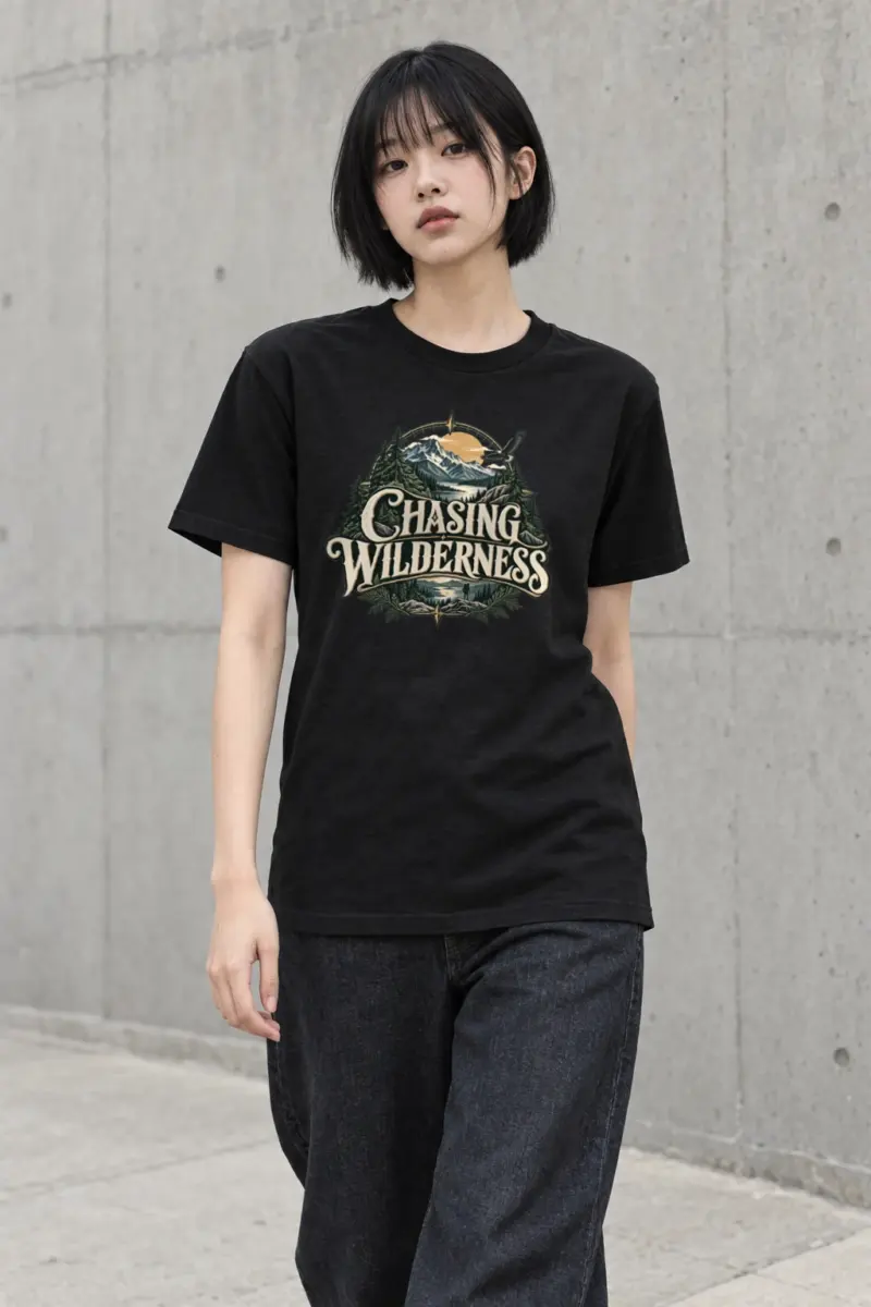 "Chasing Wilderness" Heavyweight Unisex Crewneck T-shirt | Gildan 5000