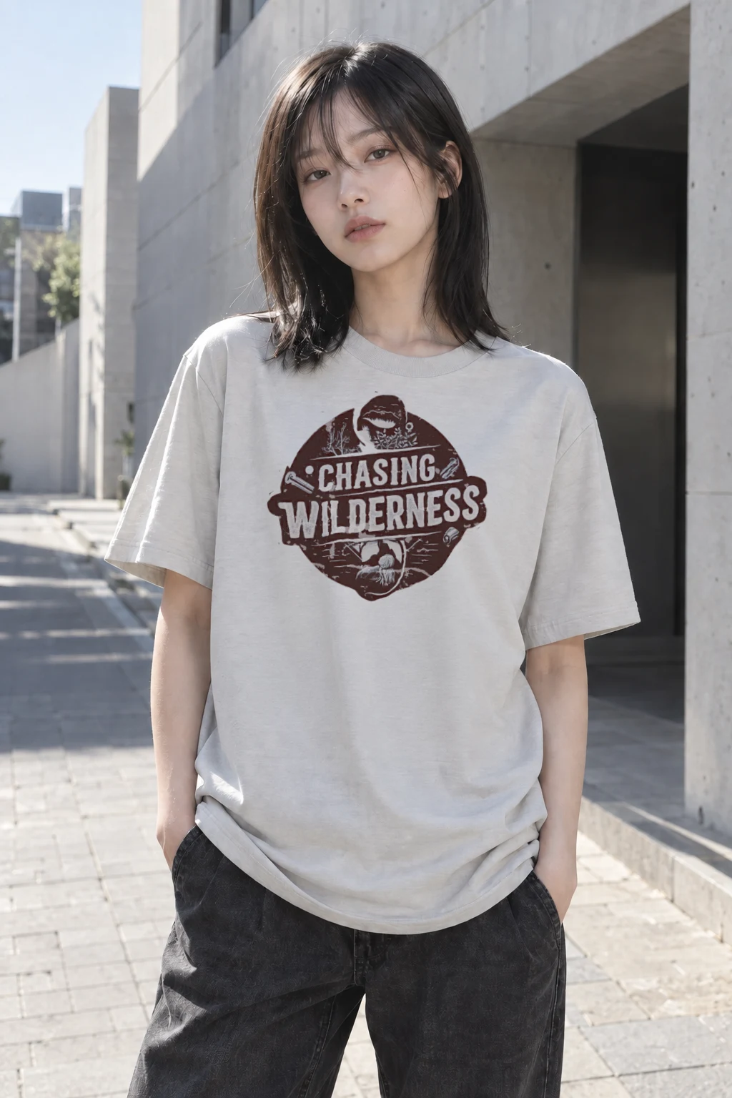 "Chasing Wilderness" Heavyweight Unisex Crewneck T-shirt | Gildan 5000