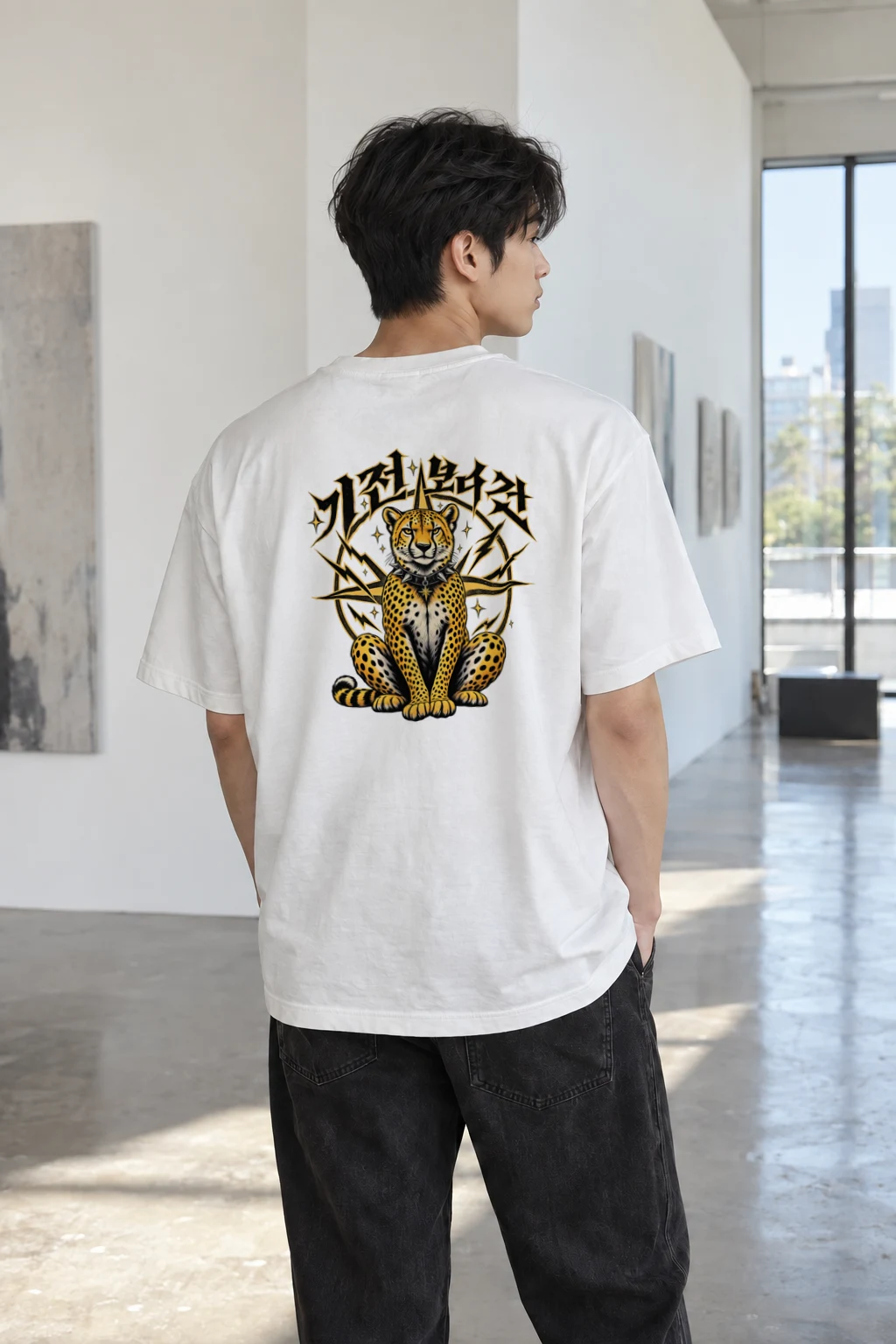 "Cheetah Lightning" Heavyweight Unisex Crewneck T-shirt | Gildan 5000