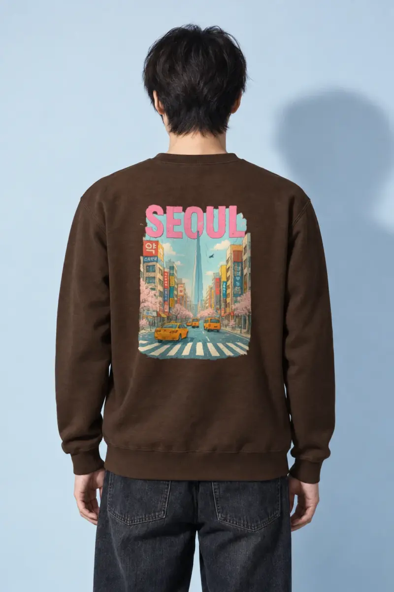 "Cherry Blossom Taxi Street" Heavy Blend Unisex Crewneck Sweatshirt