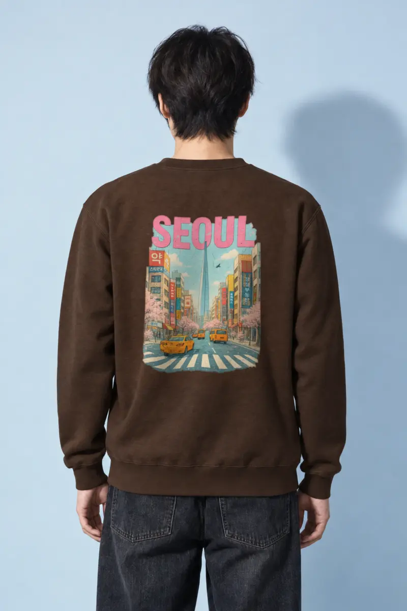 "Cherry Blossom Taxi Street" Heavy Blend Unisex Crewneck Sweatshirt