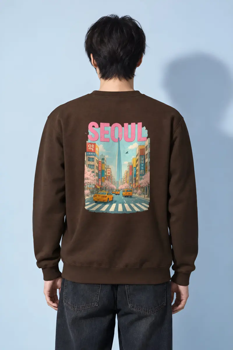 "Cherry Blossom Taxi Street" Heavy Blend Unisex Crewneck Sweatshirt