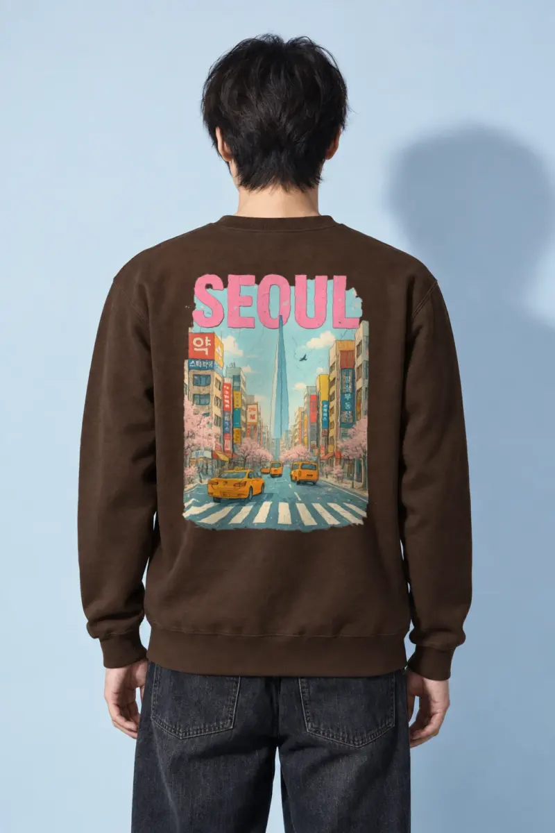 "Cherry Blossom Taxi Street" Heavy Blend Unisex Crewneck Sweatshirt | Gildan 18000