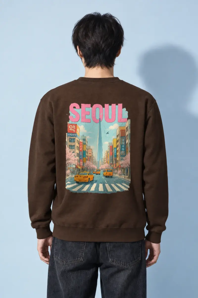 "Cherry Blossom Taxi Street" Heavy Blend Unisex Crewneck Sweatshirt
