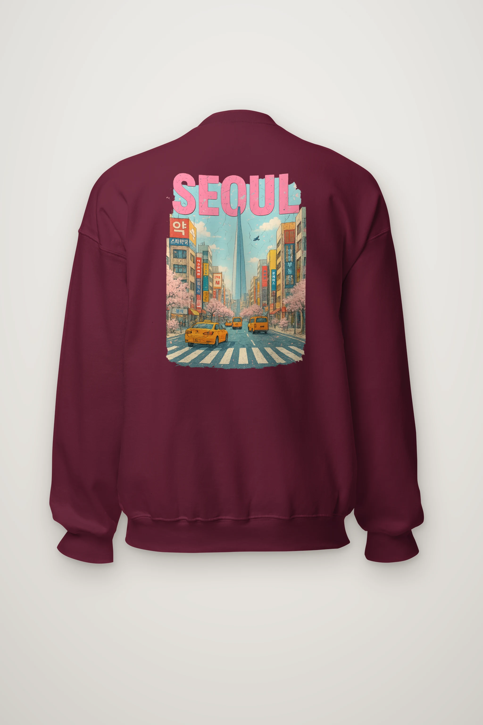 "Cherry Blossom Taxi Street" Heavy Blend Unisex Crewneck Sweatshirt