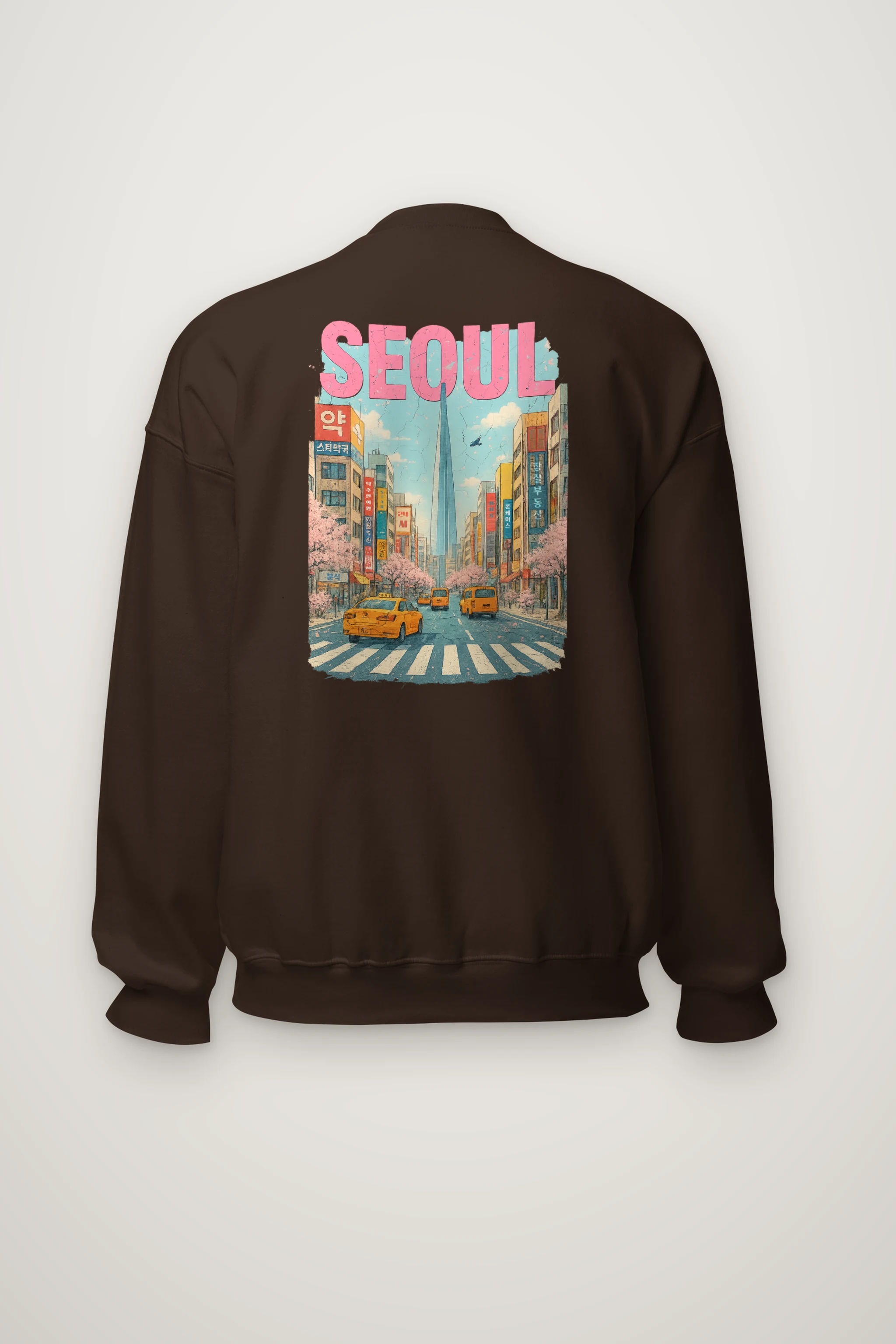 "Cherry Blossom Taxi Street" Heavy Blend Unisex Crewneck Sweatshirt