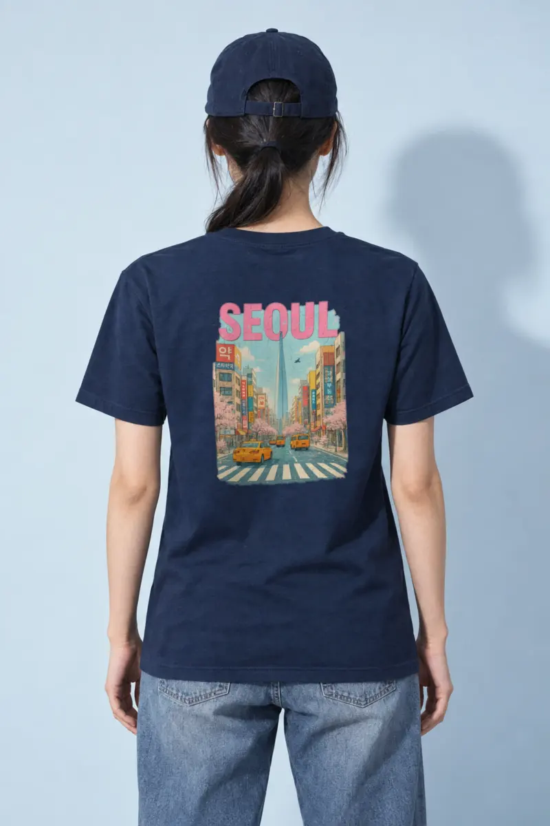 "Cherry Blossom Taxi Street" Heavyweight Unisex Crewneck T-shirt
