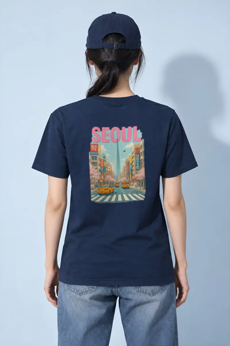 "Cherry Blossom Taxi Street" Heavyweight Unisex Crewneck T-shirt