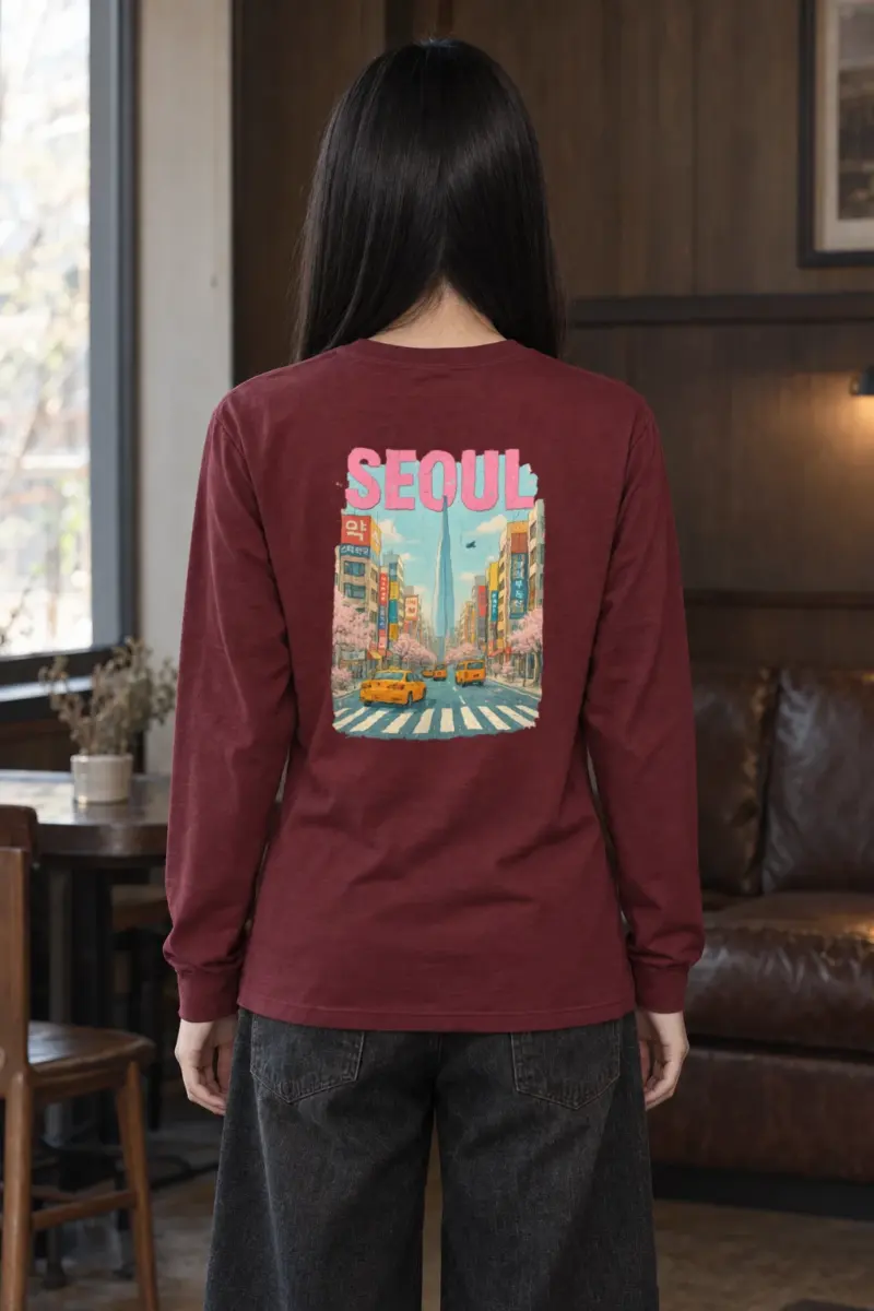 "Cherry Blossom Taxi Street" Unisex Longsleeve T-shirt