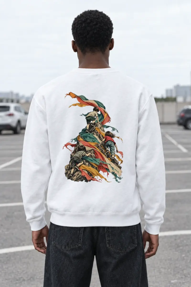 "Children on Ribboned Rock" Heavy Blend Unisex Crewneck Sweatshirt | Gildan 18000