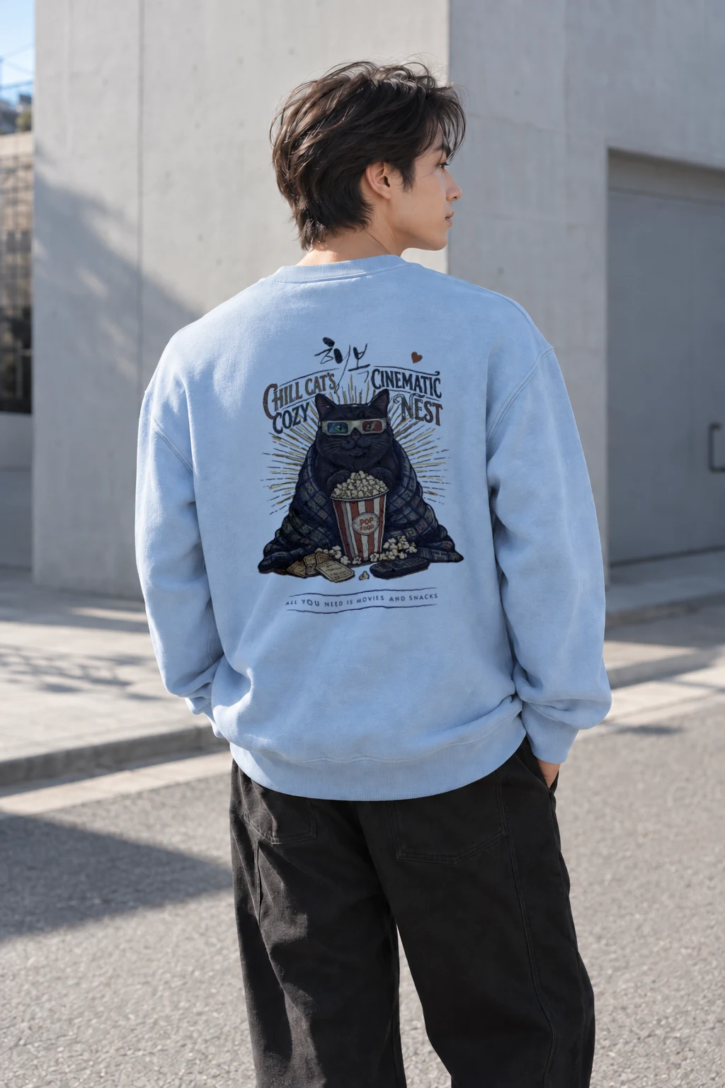 "Chill Cat's Cozy Nest" Heavy Blend Unisex Crewneck Sweatshirt | Gildan 18000