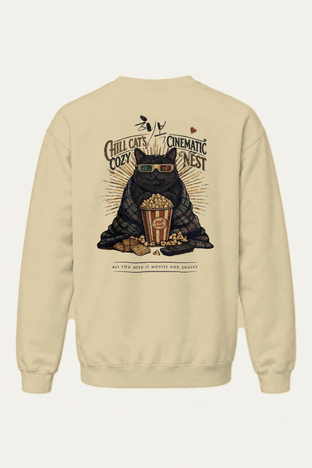 "Chill Cat's Cozy Nest" Heavy Blend Unisex Crewneck Sweatshirt | Gildan 18000