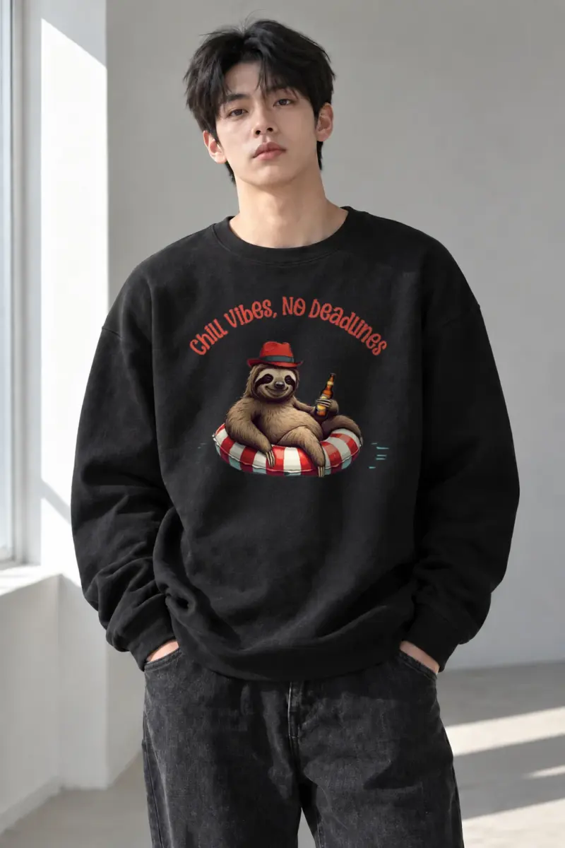 “Chill Vibes No Deadlines” Heavy Blend Unisex Crewneck Sweatshirt | Gildan 18000