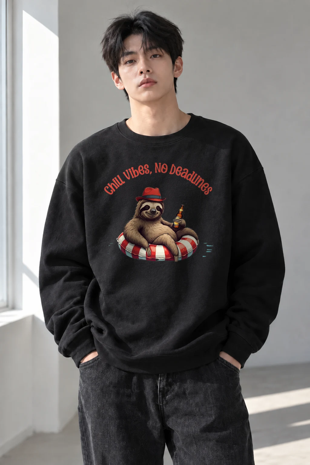 "Chill Vibes No Deadlines" Heavy Blend Unisex Crewneck Sweatshirt | Gildan 18000