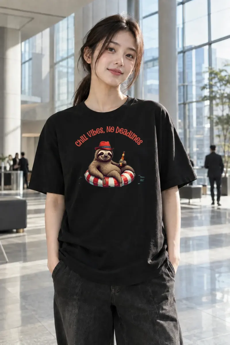 “Chill Vibes No Deadlines” Heavyweight Unisex Crewneck T-shirt | Gildan 5000
