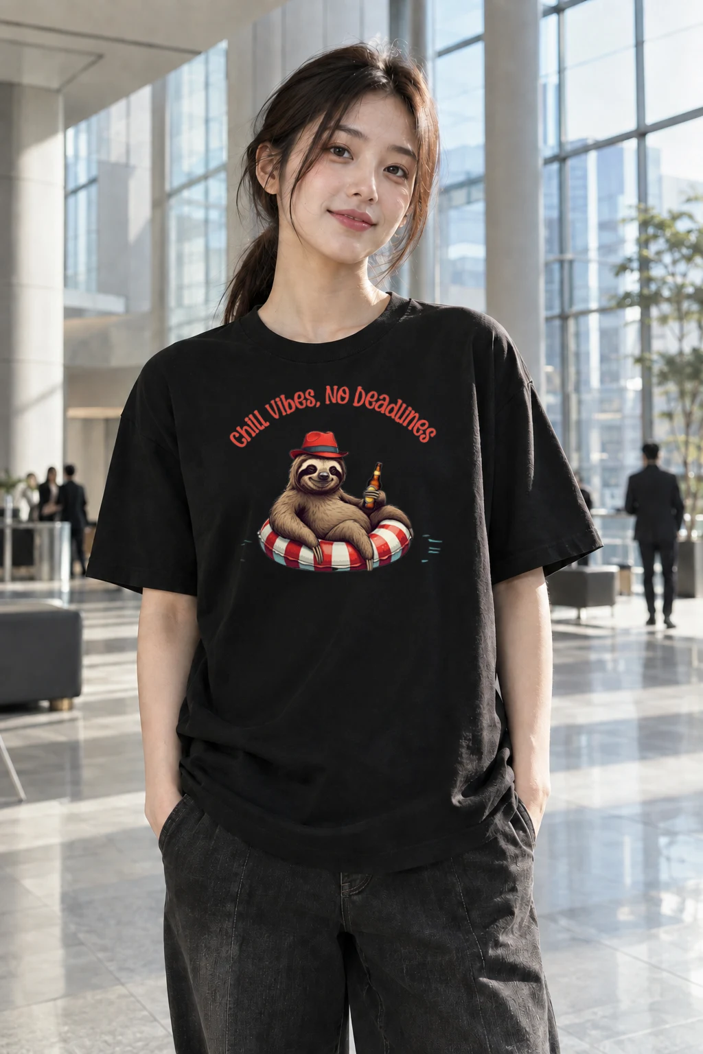 "Chill Vibes No Deadlines" Heavyweight Unisex Crewneck T-shirt | Gildan 5000