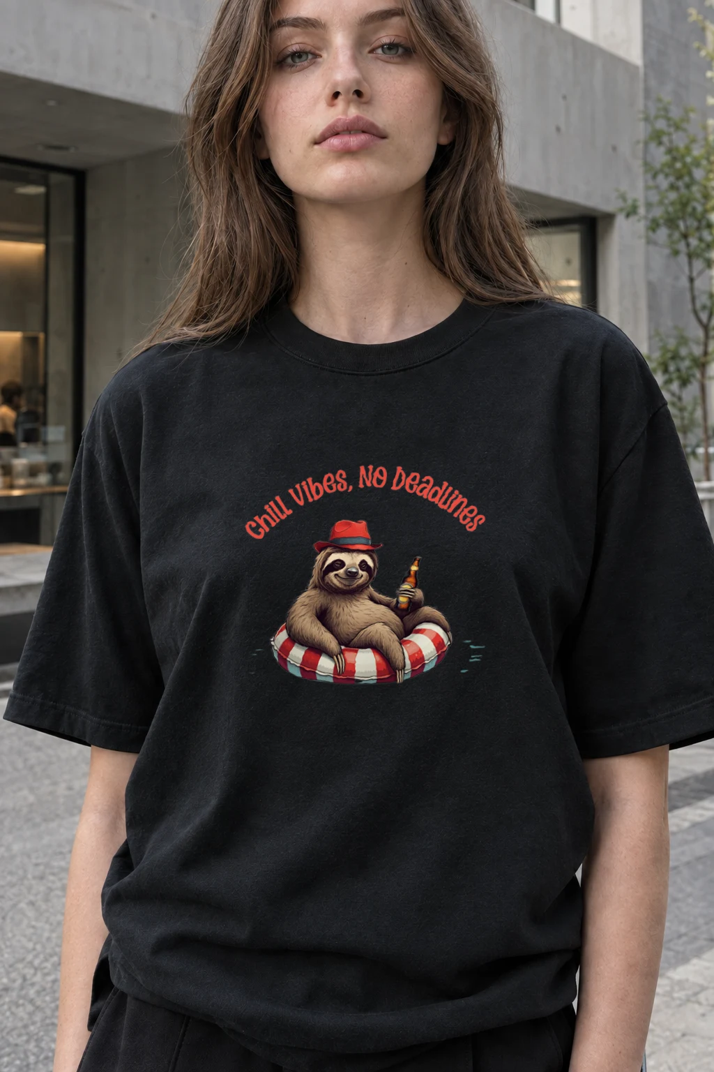 "Chill Vibes No Deadlines" Heavyweight Unisex Crewneck T-shirt | Gildan 5000