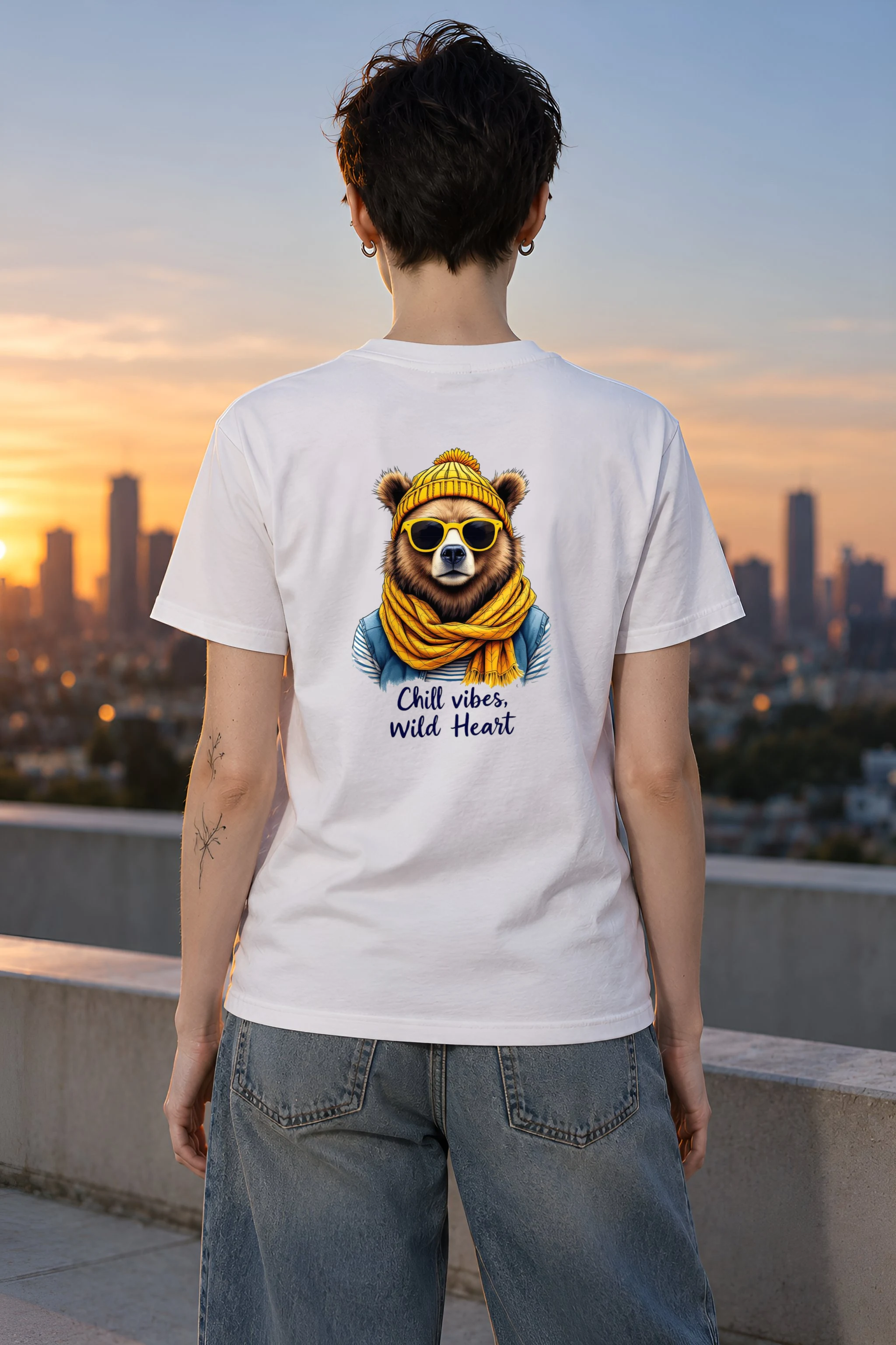 "Chill Vibes Wild Heart" Heavyweight Unisex Crewneck T-shirt
