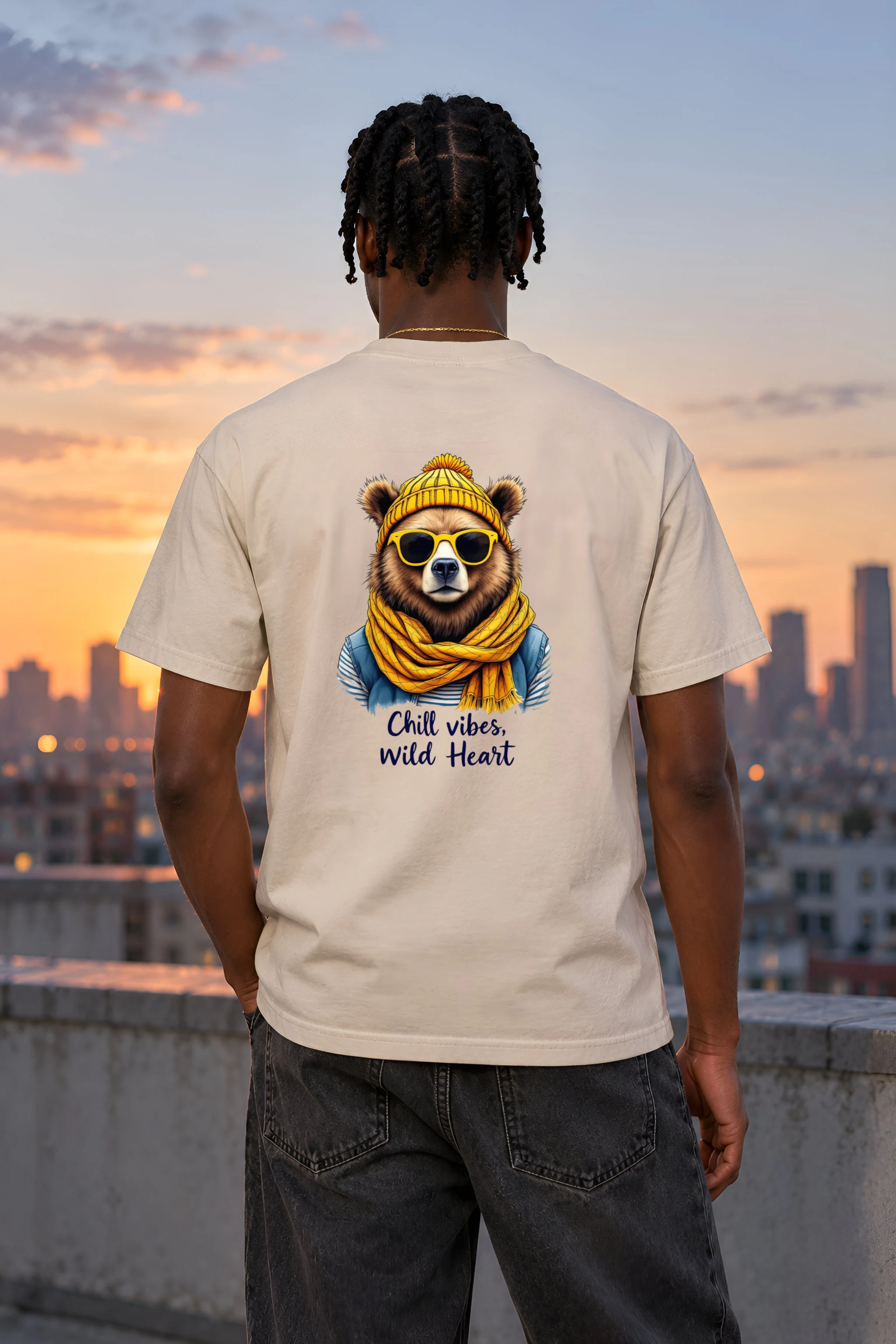 "Chill Vibes Wild Heart" Heavyweight Unisex Crewneck T-shirt