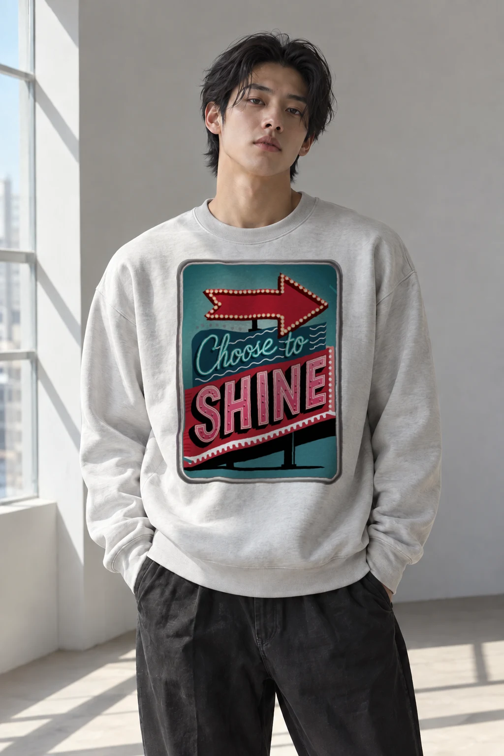 "Choose To Shine" Heavy Blend Unisex Crewneck Sweatshirt | Gildan 18000