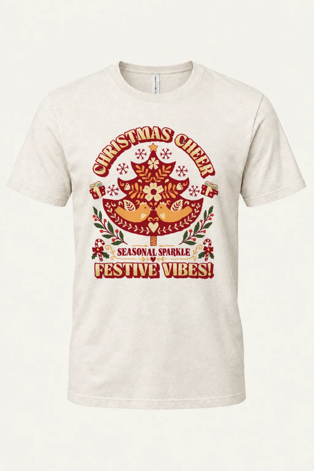 "Christmas Cheer Tree" Heavyweight Unisex Crewneck T-shirt | Gildan 5000