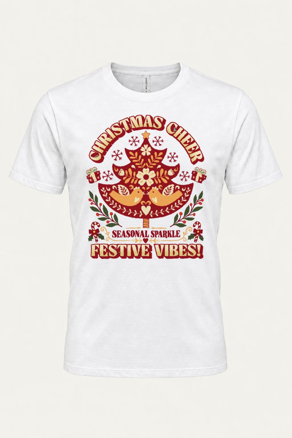 "Christmas Cheer Tree" Heavyweight Unisex Crewneck T-shirt | Gildan 5000