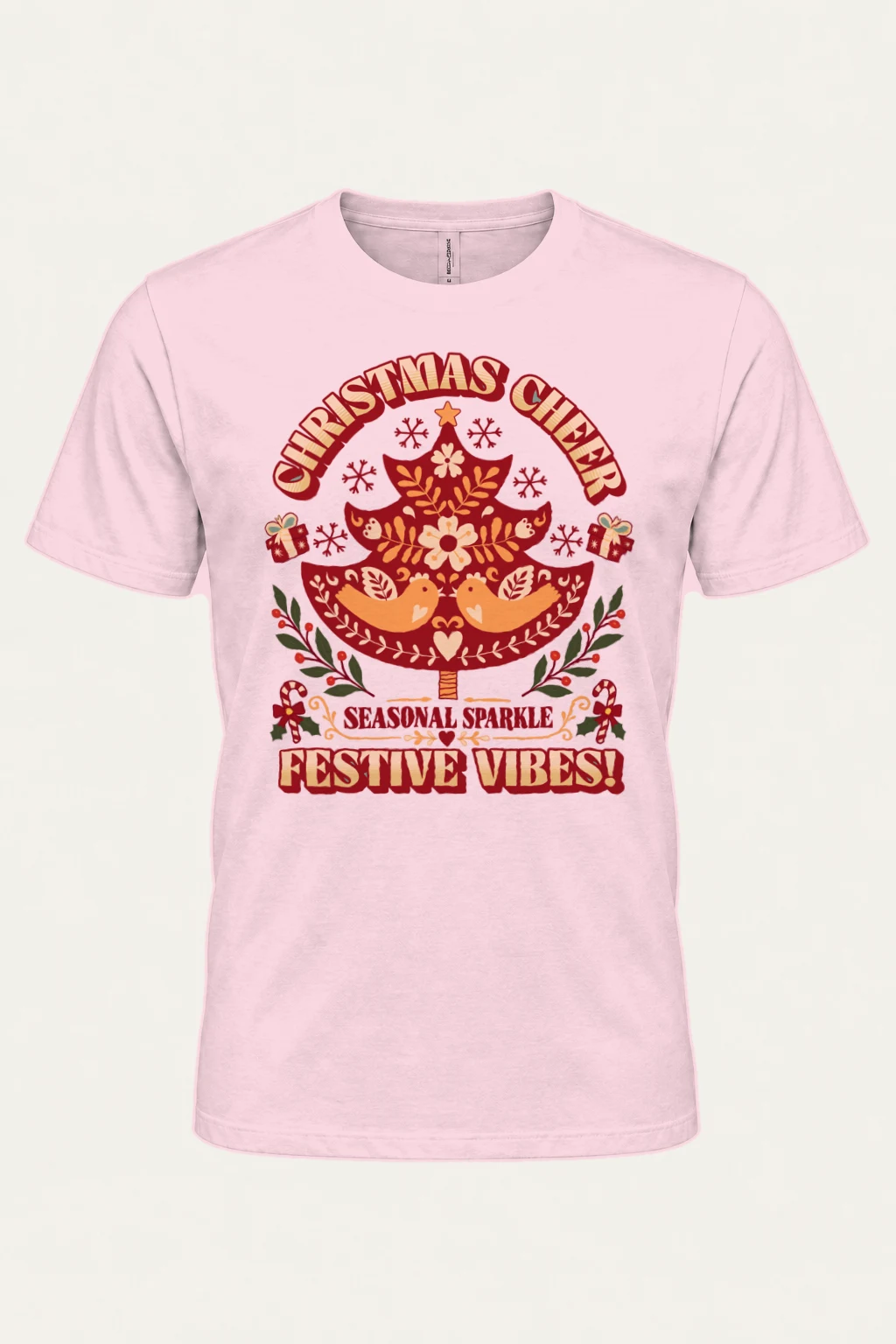 "Christmas Cheer Tree" Heavyweight Unisex Crewneck T-shirt | Gildan 5000