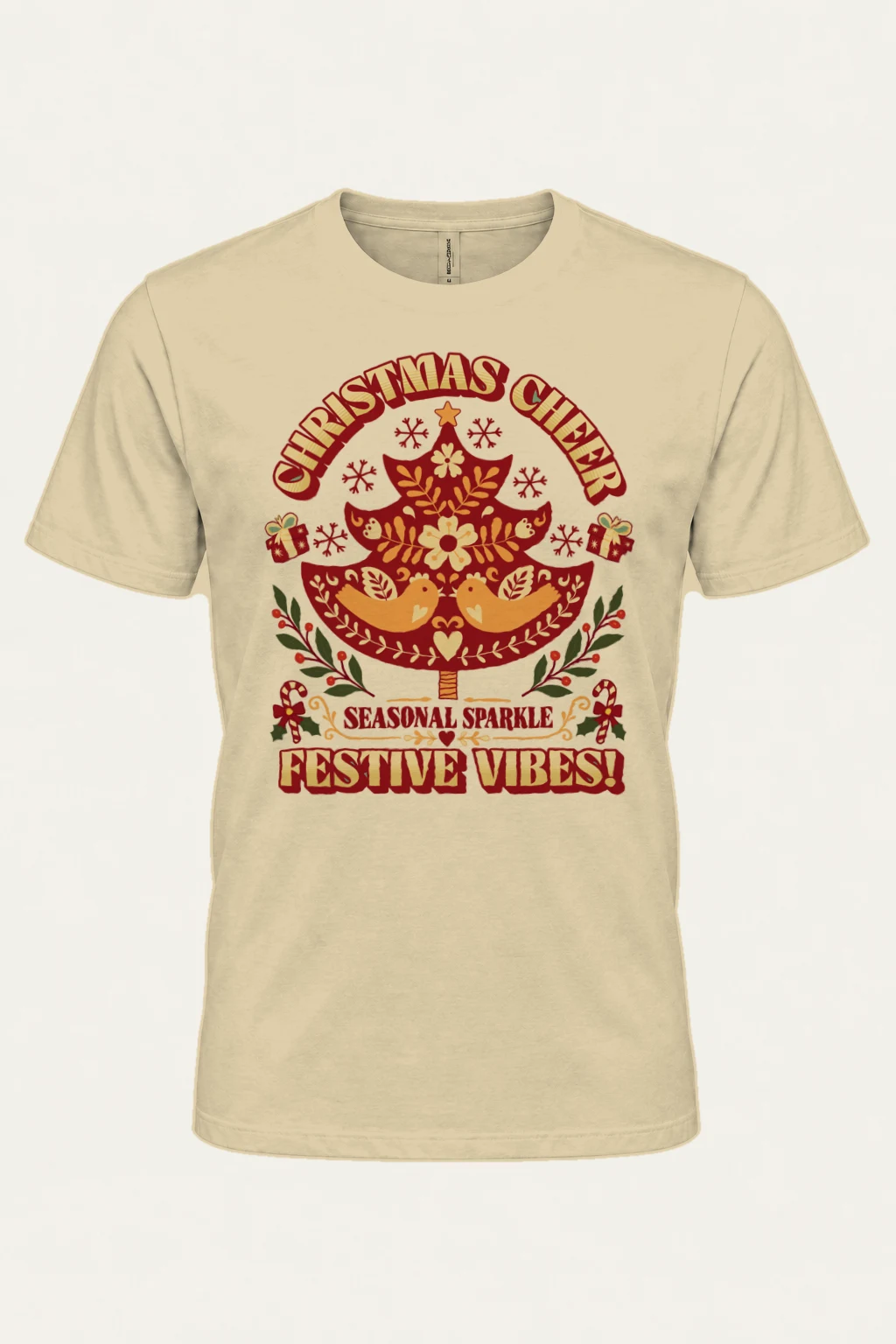 "Christmas Cheer Tree" Heavyweight Unisex Crewneck T-shirt | Gildan 5000