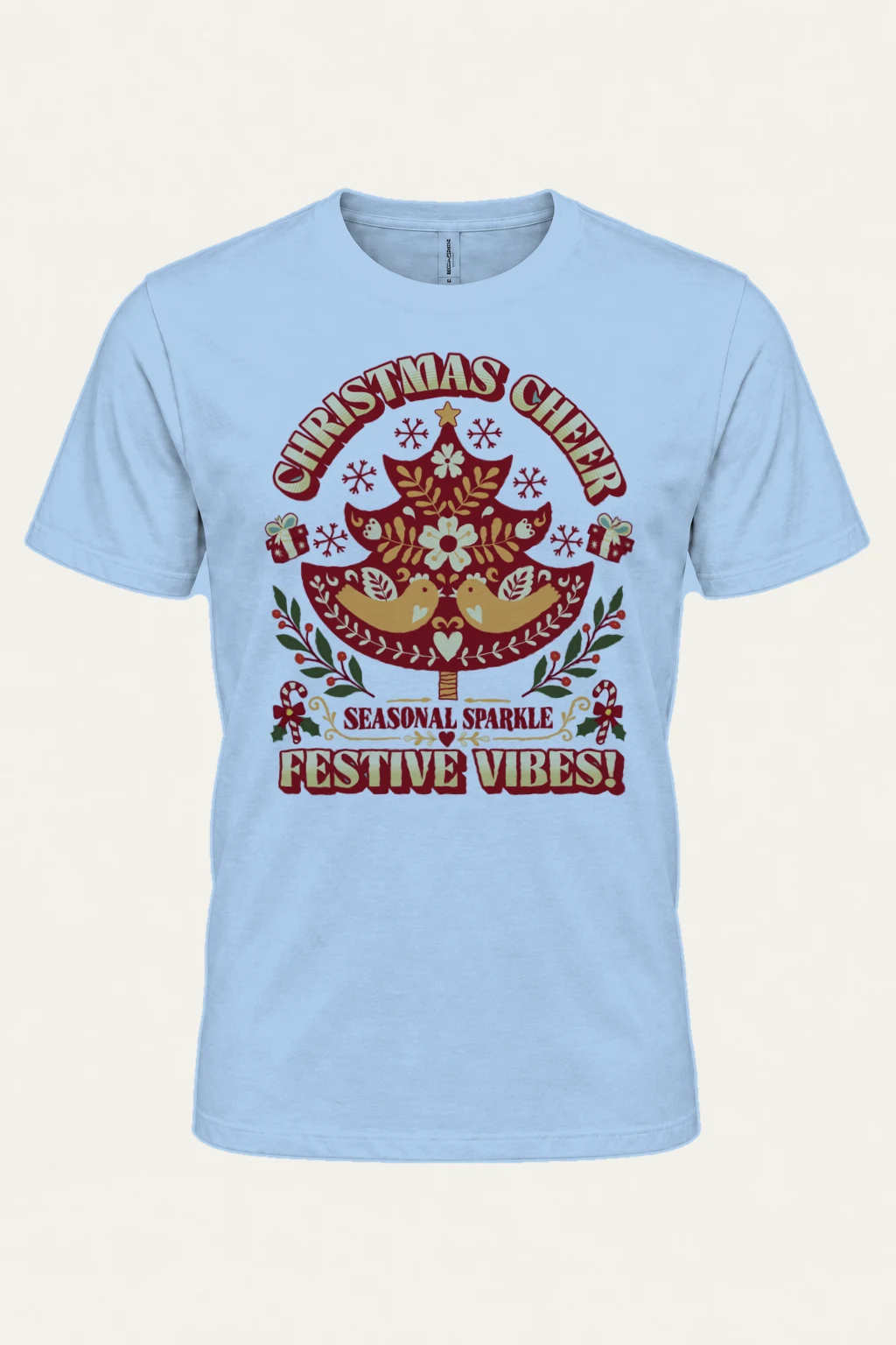 "Christmas Cheer Tree" Heavyweight Unisex Crewneck T-shirt | Gildan 5000