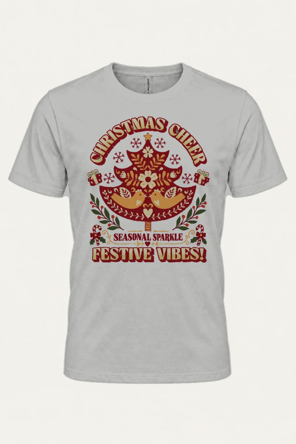 "Christmas Cheer Tree" Heavyweight Unisex Crewneck T-shirt | Gildan 5000
