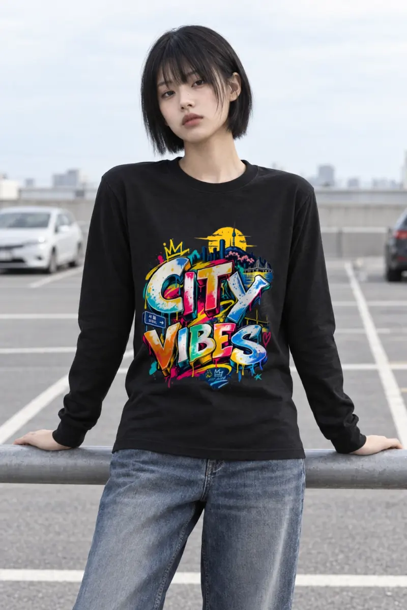 "City Vibes Seoul Skyline" Unisex Longsleeve T-shirt