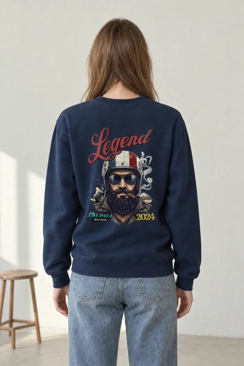 "Cigar Biker Portrait" Heavy Blend Unisex Crewneck Sweatshirt