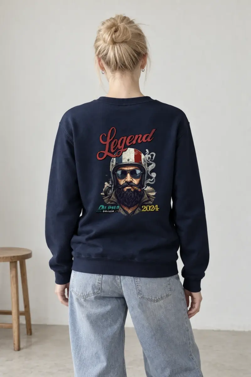"Cigar Biker Portrait" Heavy Blend Unisex Crewneck Sweatshirt