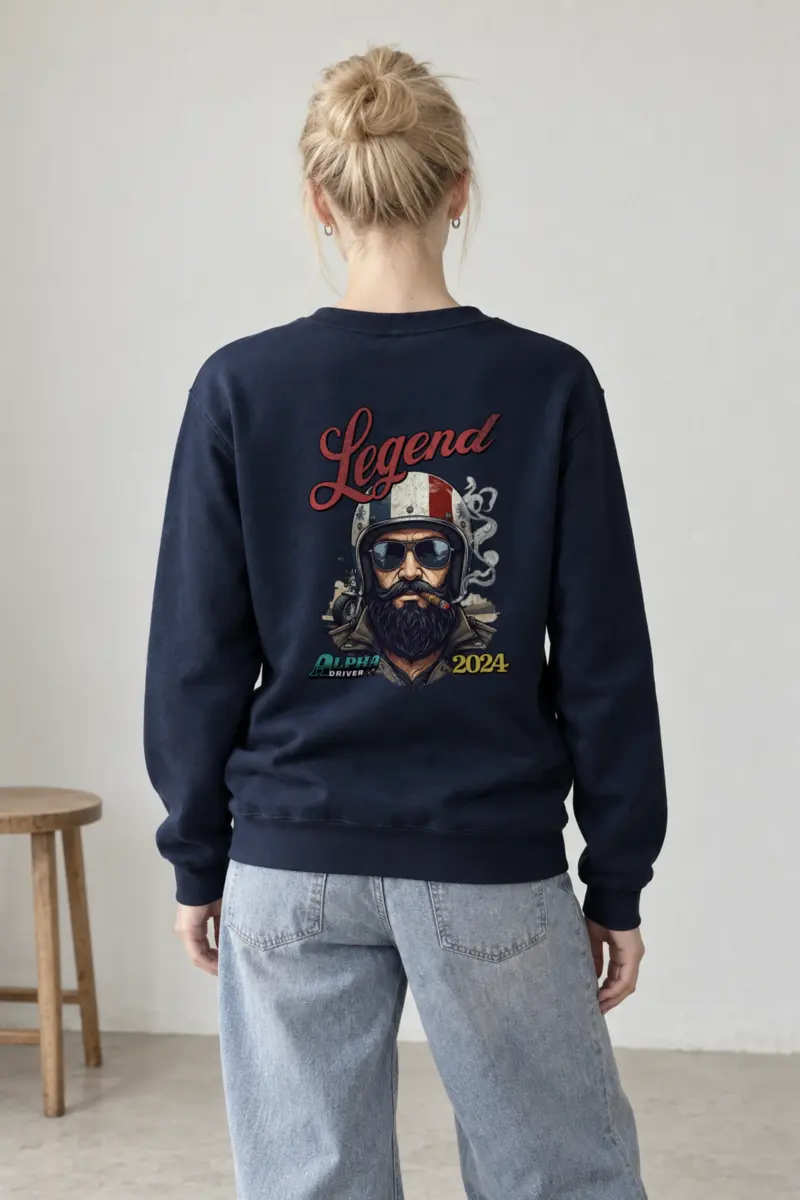 "Cigar Biker Portrait" Heavy Blend Unisex Crewneck Sweatshirt