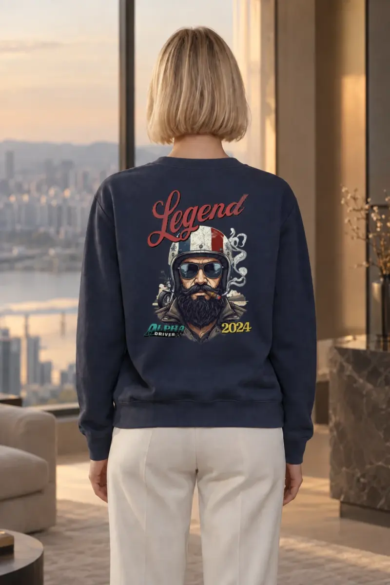 "Cigar Biker Portrait" Heavy Blend Unisex Crewneck Sweatshirt