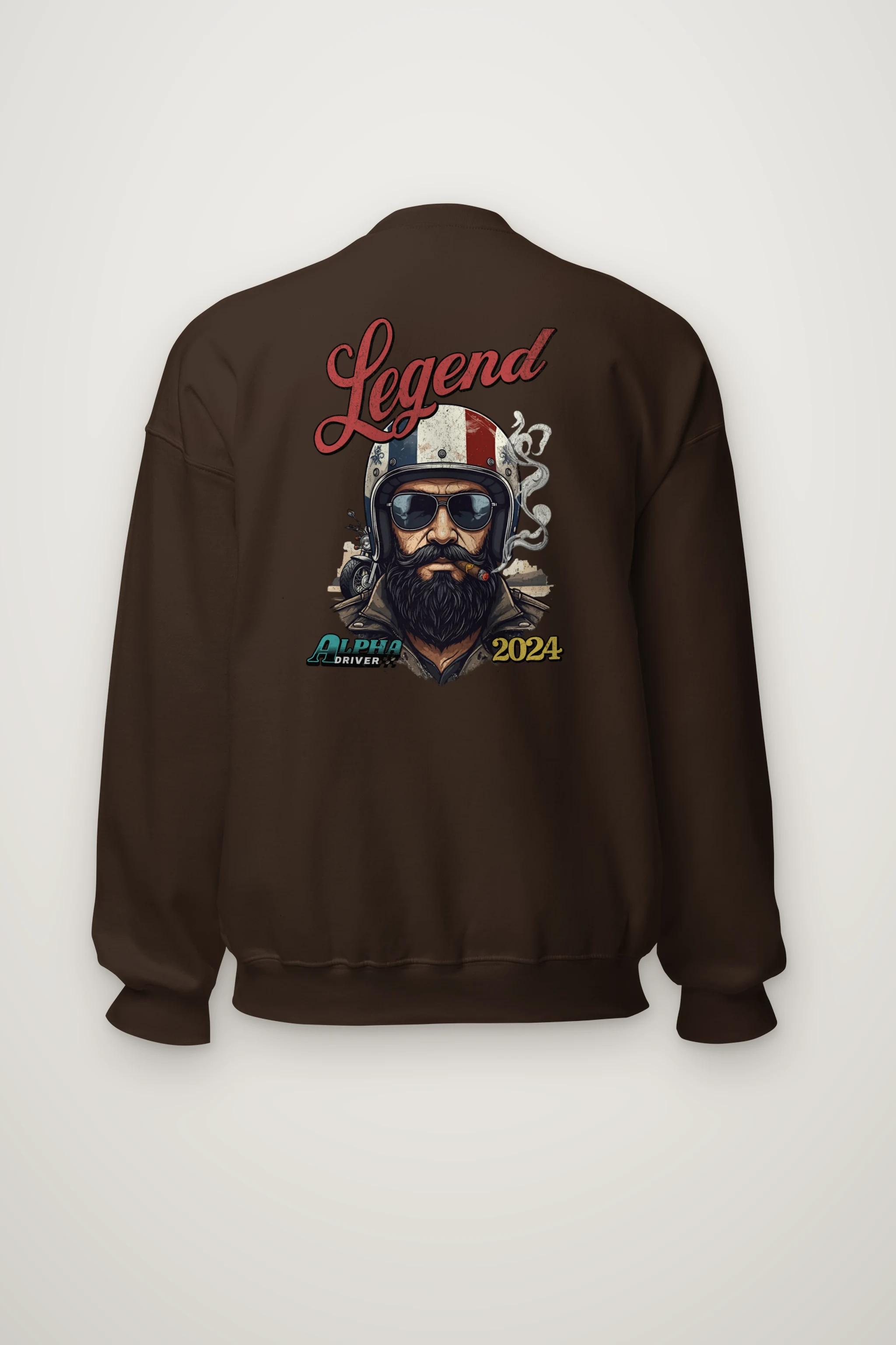"Cigar Biker Portrait" Heavy Blend Unisex Crewneck Sweatshirt