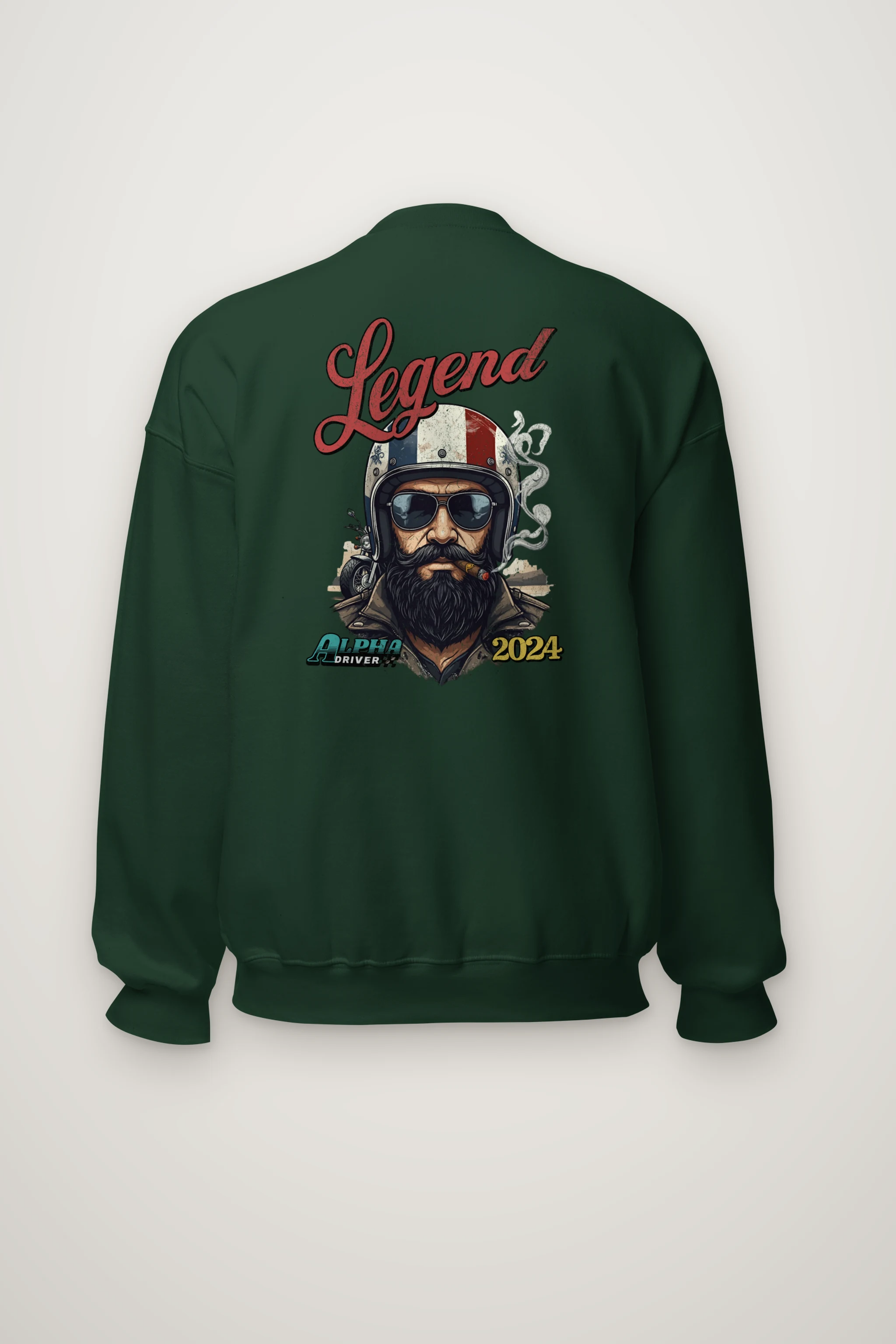 "Cigar Biker Portrait" Heavy Blend Unisex Crewneck Sweatshirt