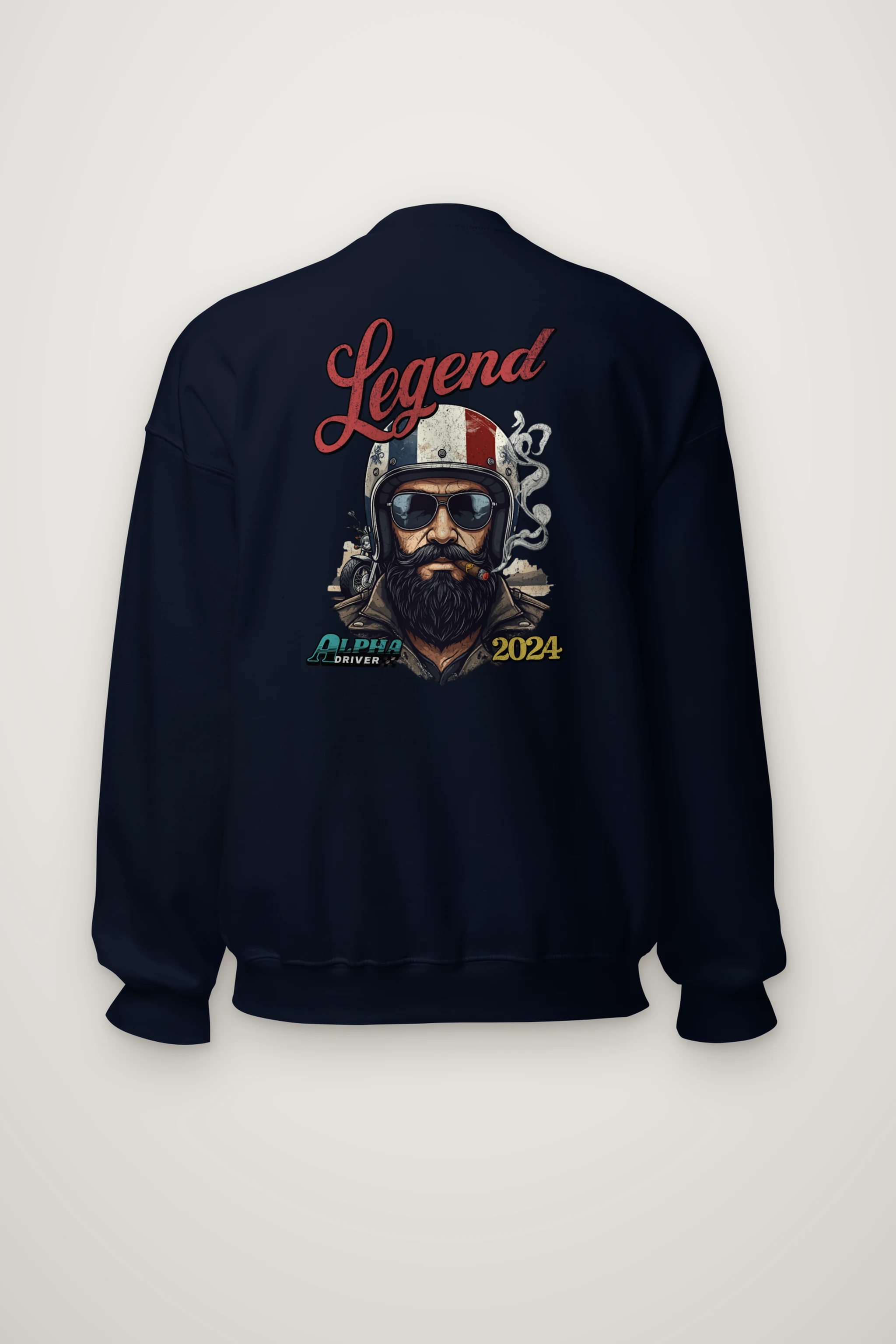 "Cigar Biker Portrait" Heavy Blend Unisex Crewneck Sweatshirt