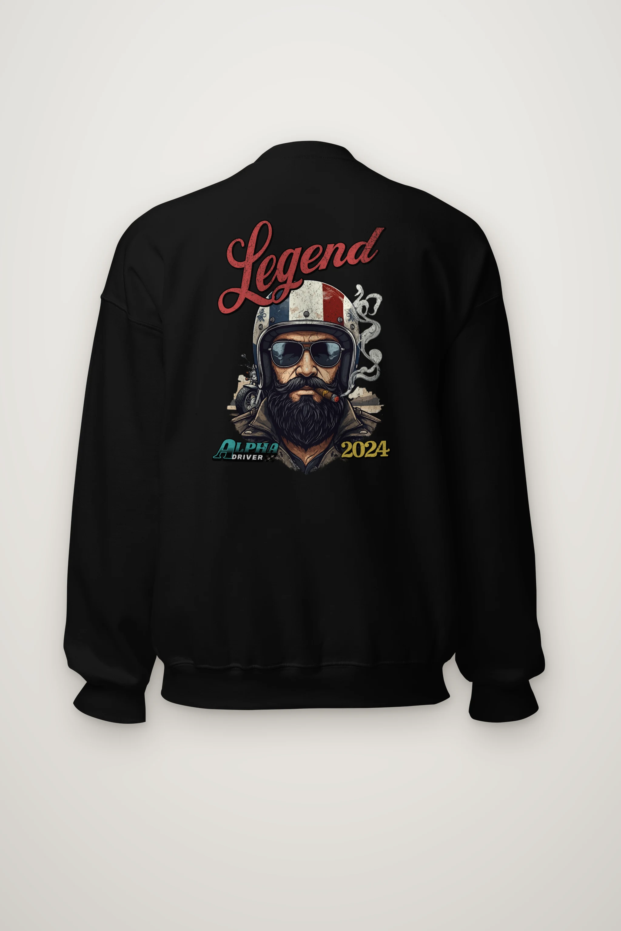 "Cigar Biker Portrait" Heavy Blend Unisex Crewneck Sweatshirt