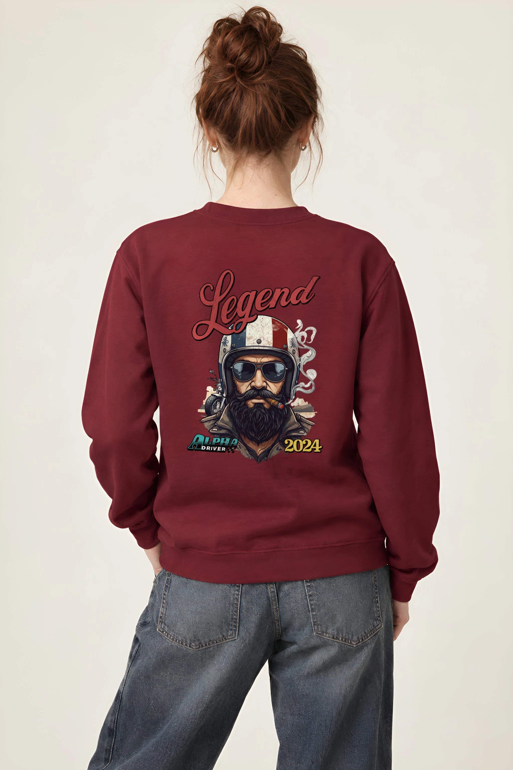 "Cigar Biker Portrait" 1 Crewneck Sweatshirt