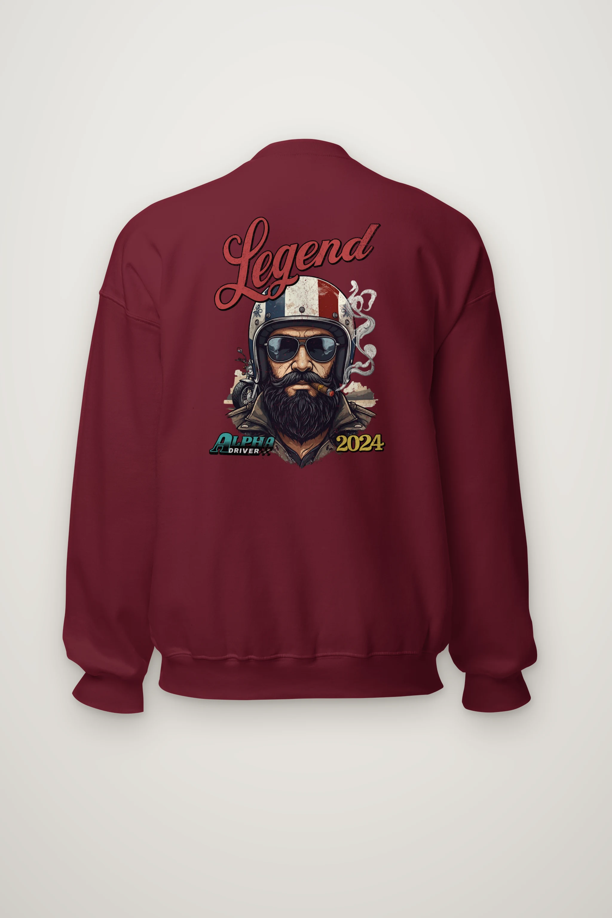 "Cigar Biker Portrait" Heavy Blend Unisex Crewneck Sweatshirt