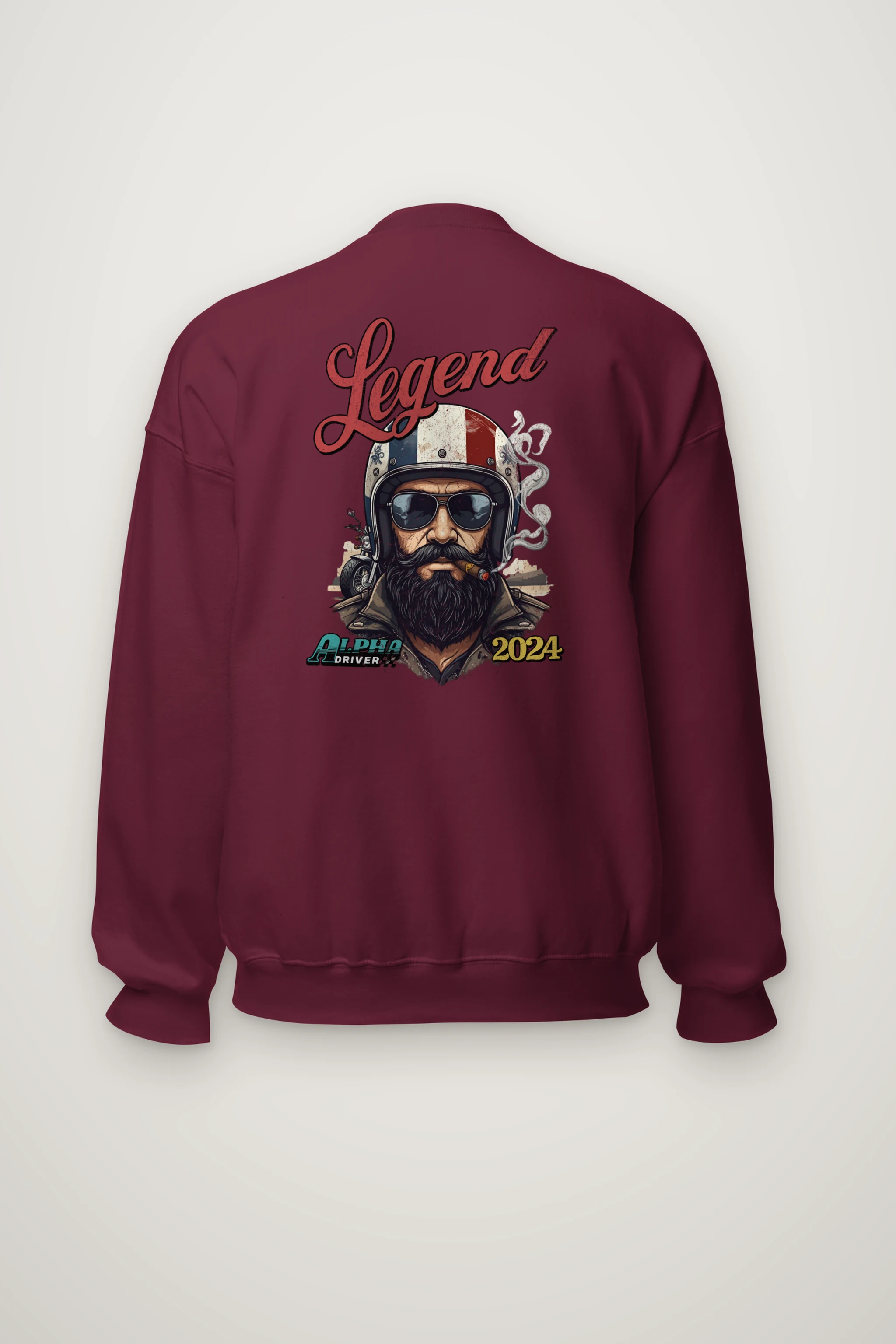"Cigar Biker Portrait" Heavy Blend Unisex Crewneck Sweatshirt