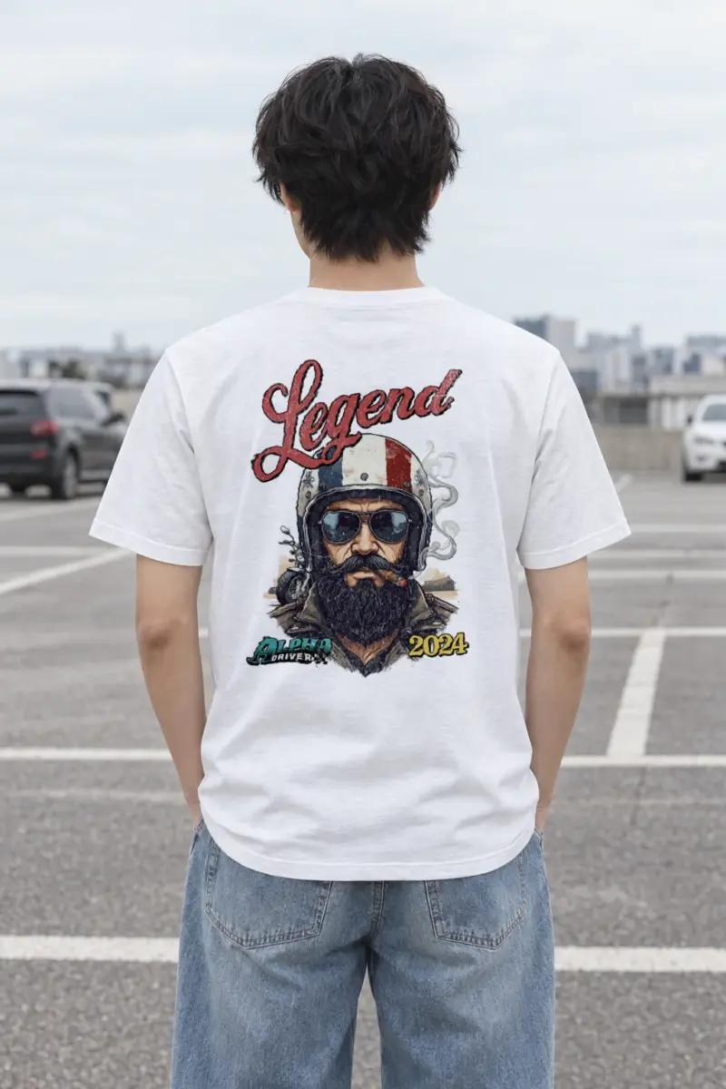 "Cigar Biker Portrait" Heavyweight Unisex Crewneck T-shirt | Gildan 5000