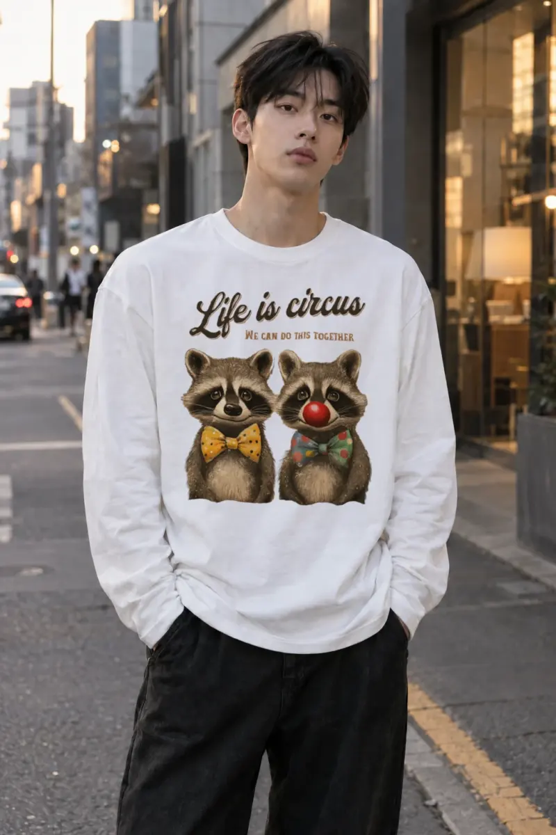 "Circus Raccoon Duo" Unisex Longsleeve T-shirt | Gildan 2400