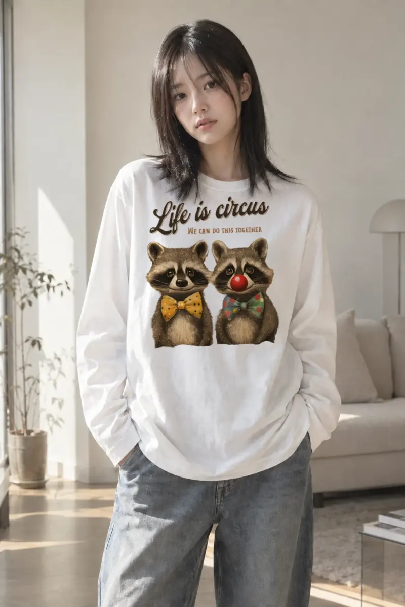 "Circus Raccoon Duo" Unisex Longsleeve T-shirt | Gildan 2400