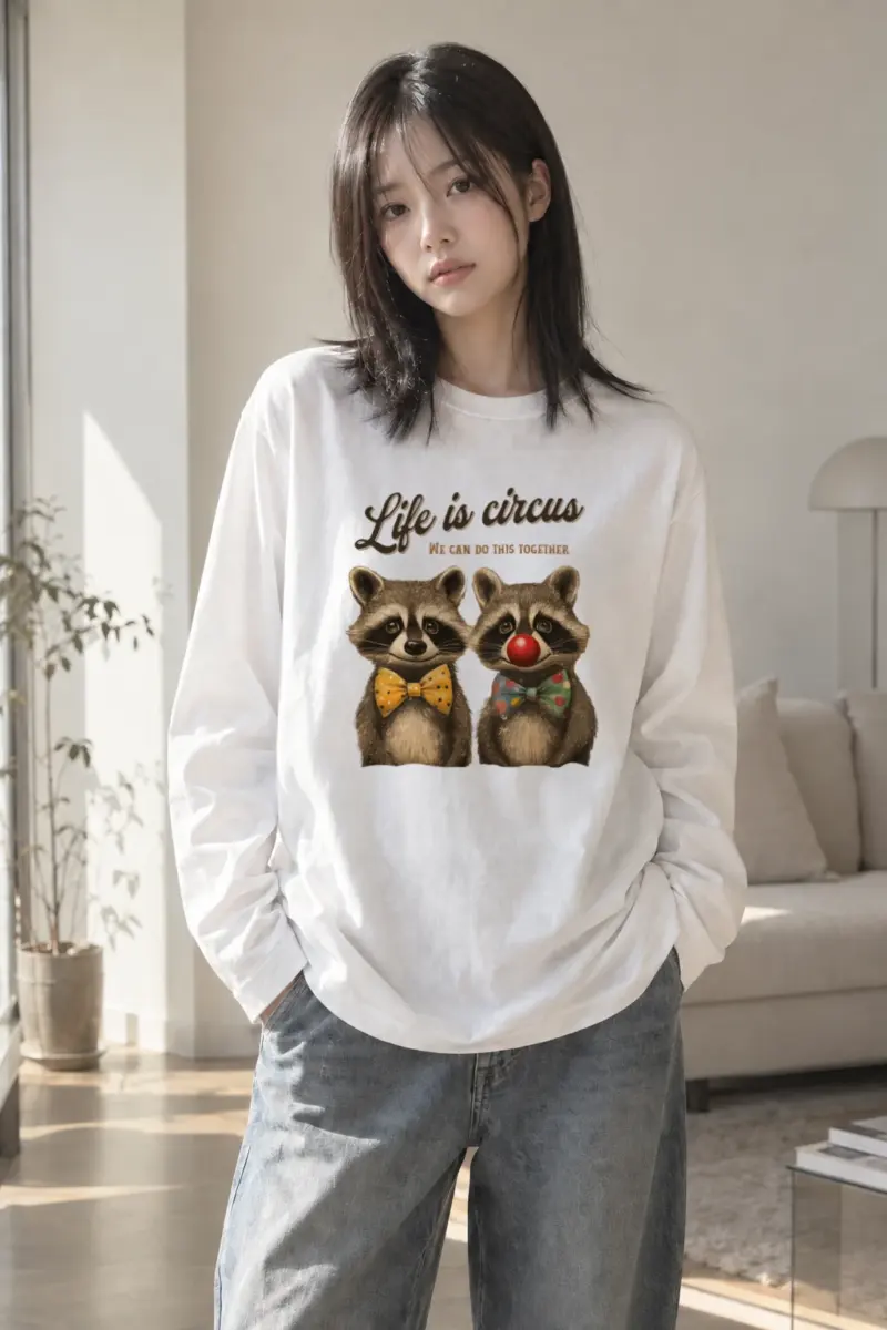“Circus Raccoon Duo” Unisex Longsleeve T-shirt | Gildan 2400