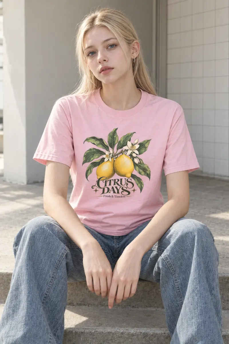 "Citrus Days" Heavyweight Unisex Crewneck T-shirt