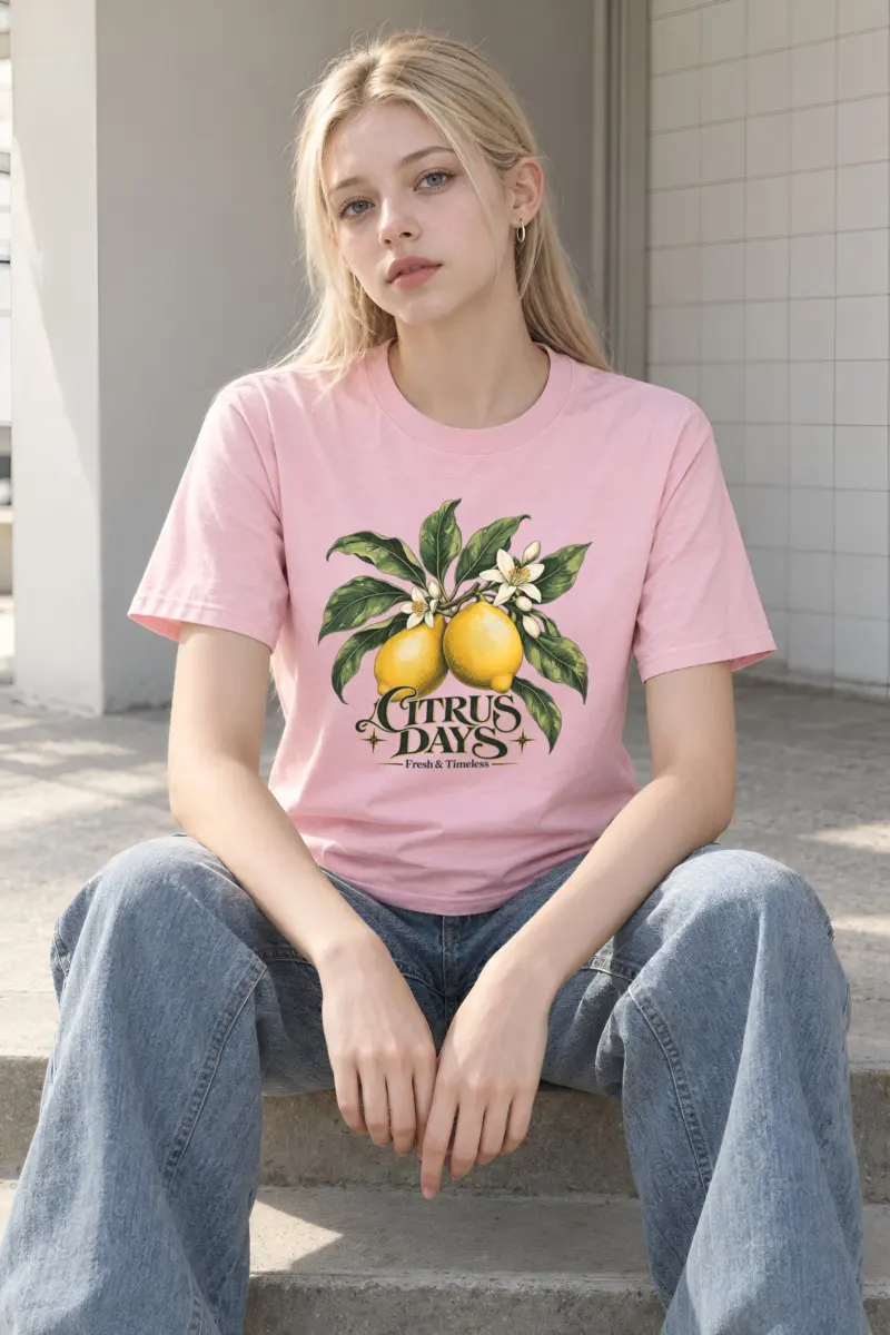 "Citrus Days" Heavyweight Unisex Crewneck T-shirt